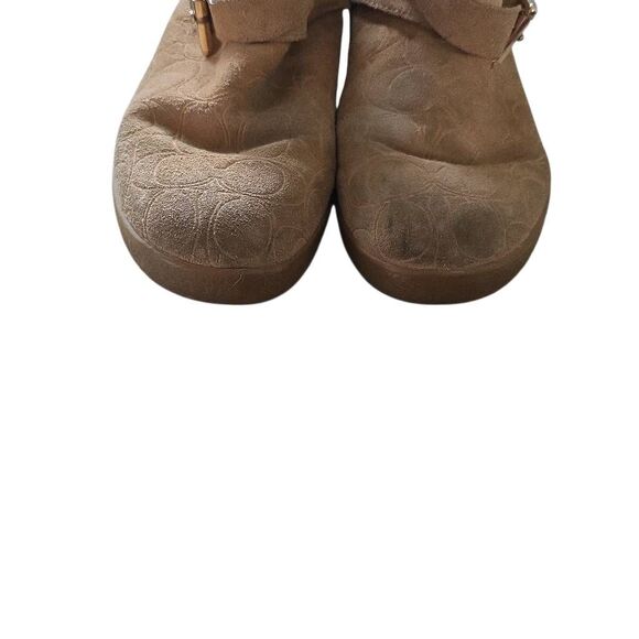 Coach Women's Size 6.5 Yellow Tan Thelma Suede Logo Boots - Picture 4 of 11
